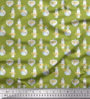 Зеленая хлопковая вуаль Soimoi, женская ткань для рукоделия с бантом и флаконом духов с принтом, 56 дюймов 42 Inch Wide - Cotton Voile оливковое зеленый