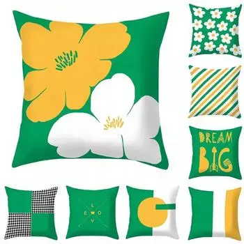 Зеленая и желтая геометрическая наволочка для украшения общежития, офиса, гостиной, дивана, домашней наволочки 40x40cm