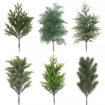 Зеленая искусственная ветка сосны, новогодняя елка, венок своими руками, искусственные листья кипариса, праздничное украшение, товары для вечеринок, украшение для дома