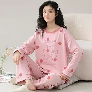 Зеленая клетчатая пижама Милая повседневная пижама с длинными рукавами Длинные брюки Осень-зима Kawaii пижама Уютная пижама Мягкая ночная женская пижама M