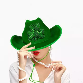 Зеленая ковбойская шляпа Универсальная модная вечеринка для переодевания Праздники Путешествия