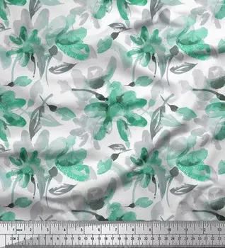 Зеленая креповая ткань Soimoi из полиэстера с принтом диких цветов в ярдах, 42 дюйма 42 Inch Wide - Poly Crepe зелёный