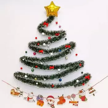 Зеленая лента для украшения рождественской елки с колокольчиком и бантом, рождественский искусственный бар с растениями и лозой Style A
