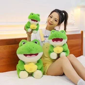 Зеленая лягушка, пушистая фигурка лягушки, кукла из полипропиленового хлопка, мультяшная лягушка, мягкая игрушка для ребенка, девочки и мальчика 23cm
