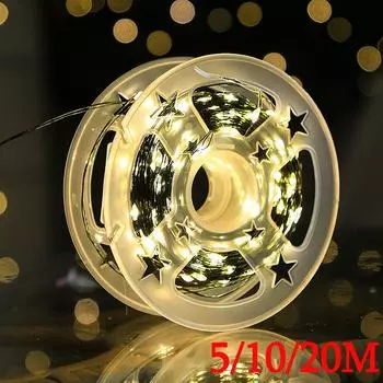 Зеленая медная проволока гирлянда 5/10/20M светодиодные гирлянды 8-режимные USB гирлянды лампы для праздничной вечеринки Рождество 5M