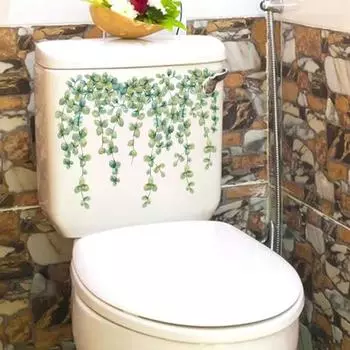 Зеленая наклейка для туалета с изображением виноградной лозы, съемная, самоклеящаяся, водонепроницаемая, из ПВХ, для гостиной, стены