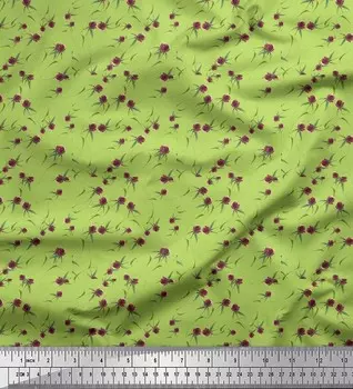 Зеленая полиэфирная креповая ткань Soimoi Baccara Rose с цветочным принтом, 42 дюйма по метрам 42 Inch Wide - Poly Crepe зелёный