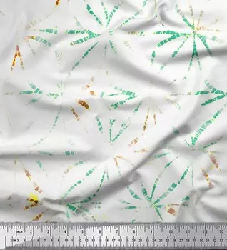 Зеленая полиэфирная креповая ткань Soimoi с абстрактным принтом тай-дай, 1 метр, 42 дюйма 42 Inch Wide - Poly Crepe зелёный