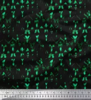 Зеленая полиэфирная креповая ткань Soimoi с абстрактным принтом тай-дай, ткань для рукоделия по метрам, 42 дюйма 42 Inch Wide - Poly Crepe зелёный