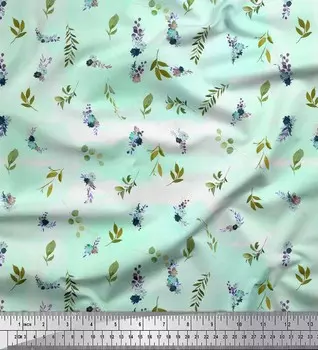 Зеленая полиэфирная креповая ткань Soimoi с цветочным принтом и листьями, ткань по метрам, 42 дюйма 42 Inch Wide - Poly Crepe зелёный