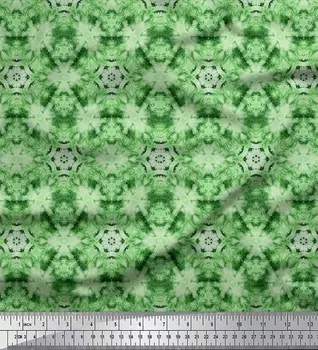 Зеленая полиэфирная креповая ткань Soimoi с принтом тай-дай и мозаикой, ткань для рукоделия шириной 42 дюйма по метрам 42 Inch Wide - Poly Crepe зелёный