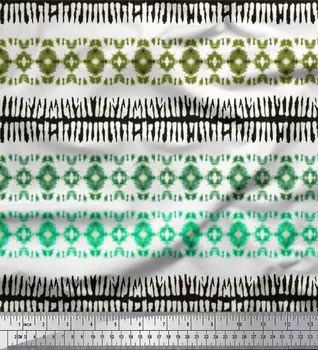 Зеленая полиэфирная креповая ткань Soimoi Shibori с принтом тай-дай, 42 дюйма в ярдах 42 Inch Wide - Poly Crepe зелёный