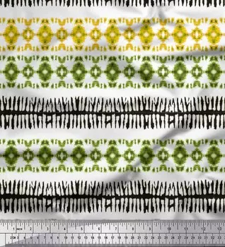 Зеленая полиэфирная креповая ткань Soimoi Ткань для рукоделия с принтом тай-дай шибори 42 дюйма 42 Inch Wide - Poly Crepe зелёный