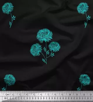 Зеленая полиэфирная креповая ткань Soimoi Ткань с принтом диких цветов в ярдах, 42 дюйма 42 Inch Wide - Poly Crepe зелёный