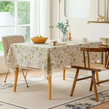 Зеленая полосатая скатерть Рождество Зима Хлопок и лен Чехол Ткань Круглая Цветная Для помещений Красная скатерть 60*60cm