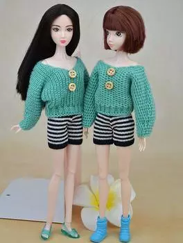 Зеленая повседневная одежда для кукольного домика Барби, вязаный свитер, топ для куклы BJD 1/6, ваш выбор, детский кукольный домик, игрушка для детей, коллекция зелёный