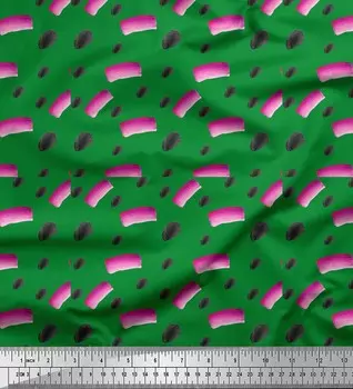 Зеленая японская креп-атласная ткань Soimoi, мазок кисти, абстрактная ткань с принтом, 42 дюйма по метрам 42 Inch Wide - Cotton Voile зелёный