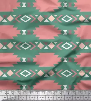 Зеленая японская креп-сатиновая ткань Soimoi, ацтекская ткань с геометрическим принтом, 42 дюйма по метрам 42 Inch Wide - Poly Crepe фиолетовый