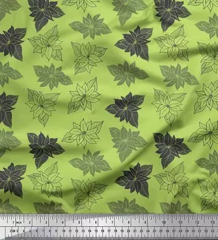 Зеленая японская креп-сатиновая ткань Soimoi Arbatax Лилия с цветочным принтом Ткань для рукоделия шириной 42 дюйма по метрам 42 Inch Wide - Poly Crepe зелёный