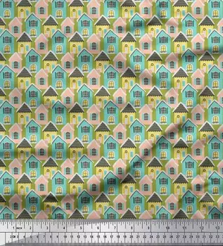 Зеленая японская креп-сатиновая ткань Soimoi, архитектурная ткань для творчества с принтом для дома, 42 дюйма на метр 42 Inch Wide - Poly Crepe зелёный