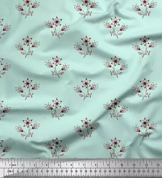 Зеленая японская креп-сатиновая ткань Soimoi Green с художественным принтом листьев и цветочных тканей по метрам 42 дюйма 42 Inch Wide - Japan Crepe Satin зелёный