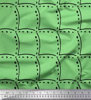 Зеленая японская креп-сатиновая ткань Soimoi Green с узором и абстрактным принтом, 42 дюйма по метрам 42 Inch Wide - Cotton Voile зелёный