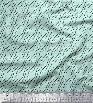 Зеленая японская креп-сатиновая ткань Soimoi Green с абстрактным принтом в горошек, 42 дюйма по метрам 42 Inch Wide - Poly Crepe зелёный