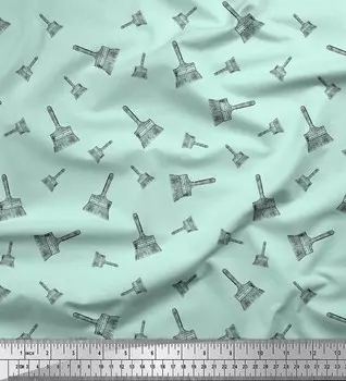 Зеленая японская креп-сатиновая ткань Soimoi, кисть с аппаратным принтом, ткань для рукоделия по метрам, 42 дюйма 42 Inch Wide - Poly Crepe зелёный