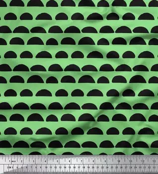 Зеленая японская креп-сатиновая ткань Soimoi, полукруглая ткань для рукоделия с геометрическим принтом шириной 42 дюйма по метрам 42 Inch Wide - Cotton Voile зелёный