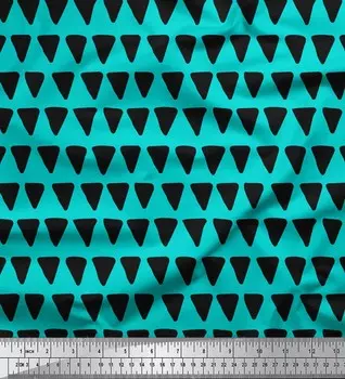Зеленая японская креп-сатиновая ткань Soimoi с треугольным геометрическим принтом, 42 дюйма по метрам 42 Inch Wide - Cotton Voile зелёный