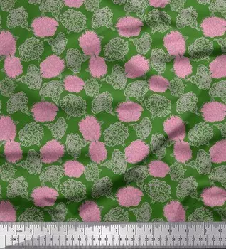 Зеленая японская креп-сатиновая ткань Soimoi с цветочным принтом пиона, ткань для рукоделия по метрам, 42 дюйма 42 Inch Wide - Poly Crepe оксфорд-синий