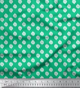 Зеленая японская креп-сатиновая ткань Soimoi с принтом листьев и роз, ткань по метрам, 42 дюйма 42 Inch Wide - Cotton Voile зелёный