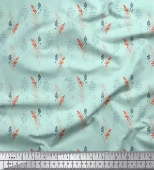 Зеленая японская креп-сатиновая ткань Soimoi с цветочным принтом из гипсофилы, ткань для рукоделия шириной 42 дюйма по метрам 42 Inch Wide - Poly Crepe зелёный