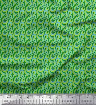 Зеленая японская креп-сатиновая ткань Soimoi со спиральным и геометрическим принтом, ткань для рукоделия шириной 42 дюйма по метрам 42 Inch Wide - Poly Crepe фиолетовый