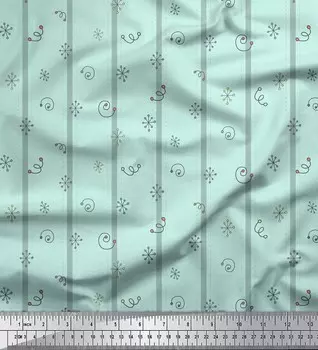 Зеленая японская креп-сатиновая ткань Soimoi в полоску и с квадратным геометрическим принтом, 42 дюйма по метрам 42 Inch Wide - Cotton Voile зелёный