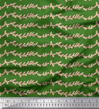 Зеленая японская креп-сатиновая ткань Soimoi в полоску и с принтом листьев, ткань для рукоделия шириной 42 дюйма по метрам 42 Inch Wide - Cotton Voile зелёный