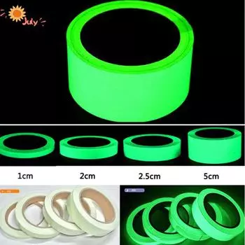 Зеленая светящаяся лента, самоклеящаяся светящаяся в темноте наклейка, 3 м, декоративная светящаяся флуоресцентная лента для сцены, предупреждающие наклейки 1CM