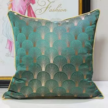 Зеленая веерообразная подушка для кровати, диван, современный минималистичный пух, подушка с хлопковым сердечником из полипропилена 45*45