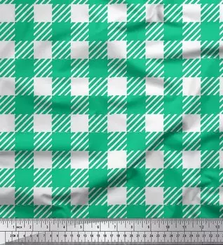 Зеленая вискоза Soimoi Ткань с клетчатым принтом в клетку шириной 42 дюйма в ярдах 42 Inch Wide - Viscose Chiffon салатный
