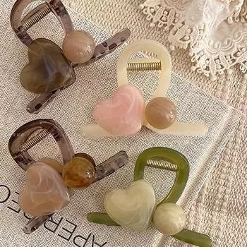 Зеленая желейная заколка-краб для волос в форме сердца для женщин и девочек, модная акриловая милая нежная заколка для хвоста, заколки, инструменты для укладки волос