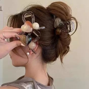 Зеленая желейная заколка-краб для волос в форме сердца для женщин и девочек, модная акриловая милая нежная заколка для хвоста, заколки, инструменты для укладки волос