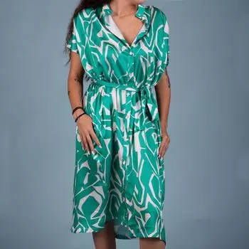 Зеленое атласное платье-рубашка Женский SCARLET ROOS Taille unique зелёный