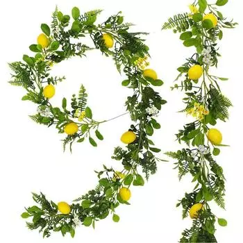 Зеленое растение искусственная лимонная лоза весенняя искусственная фруктовая лоза для входной двери настенный каминный столик Multi Leaf