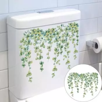Зеленое растение, лоза, стикер для унитаза, съемный самоклеящийся, водостойкий, ПВХ, настенная наклейка для гостиной, ванной комнаты, украшение для крышки унитаза