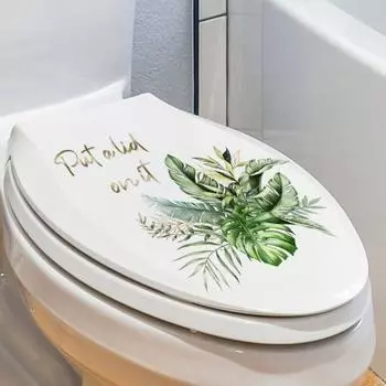 Зеленое растение наклейка для туалета английская фраза съемная самоклеящаяся водонепроницаемая ПВХ стена для ванной комнаты