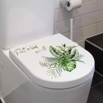 Зеленое растение, стикер для унитаза, английская фраза, съемный самоклеящийся, водостойкий, ПВХ, настенная наклейка для ванной комнаты, художественное украшение, товары для дома 25x35cm