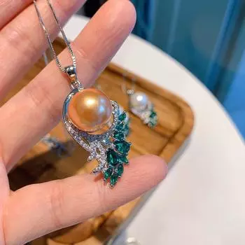 Зеленое сокровище, темно-желтая ракушка, жемчужный кулон, микро-оправа, имитация бриллианта, набор кулонов знаменитости, ожерелье для женщин