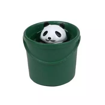 Зеленое ведро сидящая фигурка панды, смола, статуя животного, скульптура, украшение для домашнего офиса, рабочего стола, украшение для торта, Рождество