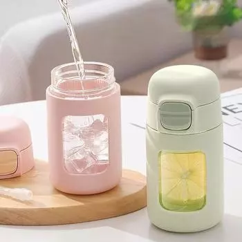 Зеленые 330 мл стаканы с соломинкой бытовые кухонные прозрачные бутылки для воды офисные кофейные чашки с крышкой и соломинкой