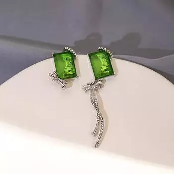 Зеленые асимметричные серьги, элегантные женские серьги с геометрическим рисунком зелёный